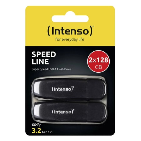 SPEED LINE USB 3.2 Gen 1x1 Super Speed USB-A Stick, 2x 128 GB, Schwarz