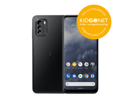 G60 5G 4GB+128GB black inklusive Back Case, Displayschutz und Kidgonet App Smartphone