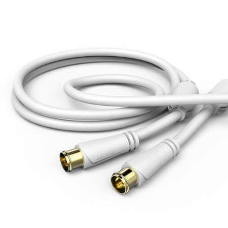 SAT-Anschlusskabel, vergoldet, weiß, 3,0 m, 100 dB (00179247) Koaxialkabel mit F-Stecker