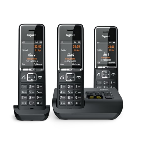 schnurloses Telefon mit Anrufbeantworter Anrufsperrfunktion Grau 2 Mobilteile mit großem Display mit Hintergrundbeleuchtung für Ultra-lesbare Anzeige Gigaset A695A Duo 