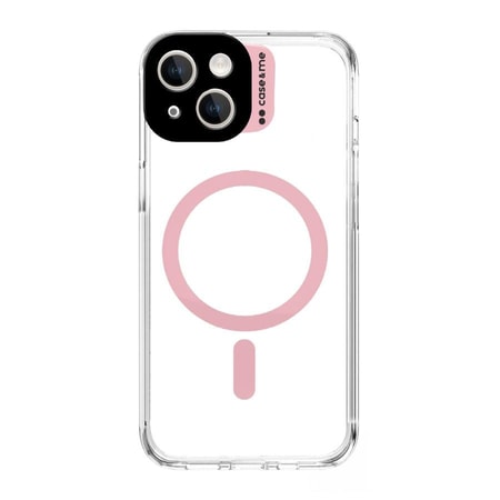 Case & Me Handyhülle für iPhone 15, 6,1 Zoll, Pink/Transparent