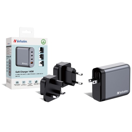 GNC-140 Universal GaN-Ladegerät, 140 W, USB-C, USB-A, Schwarz/Grau