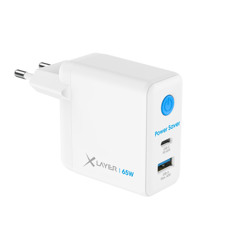 65W Power Saver Duales Ladegerät mit Strom-Stopp-Funktion, weiß