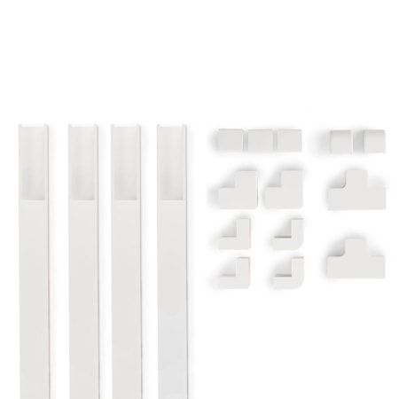 Kabelkanal-Set, 4 Stück, selbstklebend, 1 m, inkl. Verbindungsstücke, Weiß (00221017)