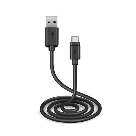 Daten- und Ladekabel, USB-A auf USB-C, 3 m, Schwarz