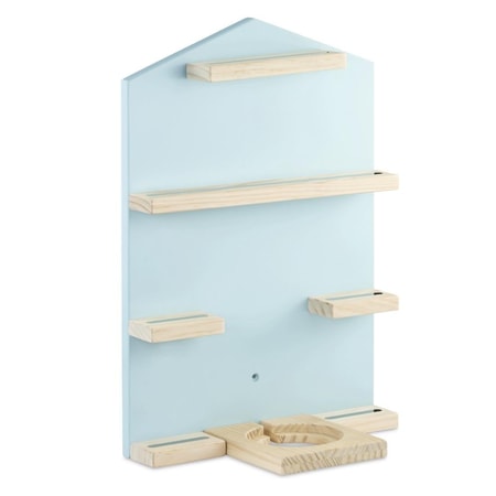 Holzregal "Haus" für Hörspielbox, Hörspielfiguren (z.B. Tonies®), Blau (00132437)