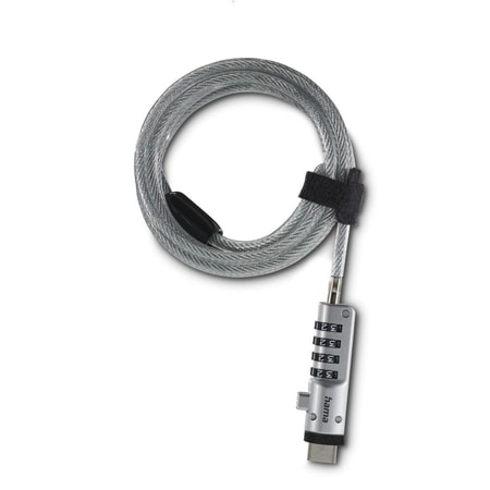 Laptopschloss "USB", Zahlenschloss 4-stellig, Carbonstahl, Silber (00126821)