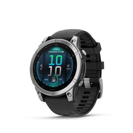 fenix E - 47 mm AMOLED Schwarz/Schiefergrau mit QuickFit-Silikon-Armband 22 mm Smartwatch