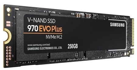 970 EVO Plus, 250 GB, NVMe M.2 SSD, PCIe 3.0 x4, V-NAND MLC