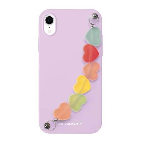iPhone XR Hülle mit herzförmiger Kette, Violett