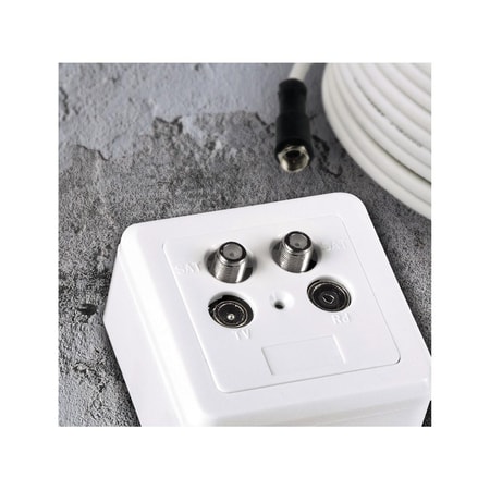 Antennen-/SAT-/BK-Dose, Twin-Enddose, Reinweiß