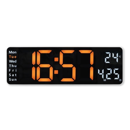 Wanduhr Digital "Santa Cruz", Thermometer, großes Display, Fernbedien., WS (00222224)