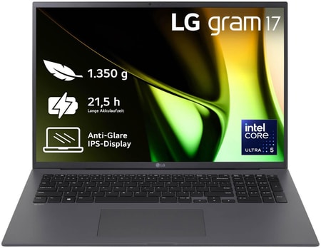gram 17Z90S-G.AR56G, Grau, 17 Zoll, WQXGA, Intel Ultra 5 125H, 512GB M.2 SSD, 8GB, Intel Arc