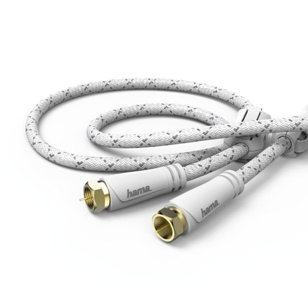 SAT-Anschlusskabel, vergoldet, weiß, 1,5 m, 120 dB (00179218) Koaxialkabel mit F-Stecker