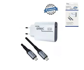 Ladegerät (USB-C) 45W + USB-C auf USB-C Kabel, 2 m, Weiß/Schwarz