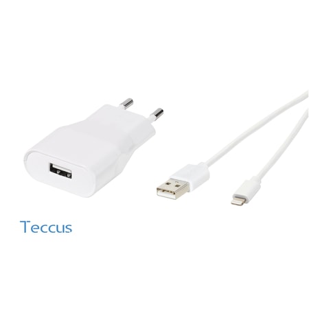 Teccus Fast Charger Set, Ladegerät inkl. Lightning Kabel für Apple, 12W Schnellladegerät (USB-A + USB-C)
