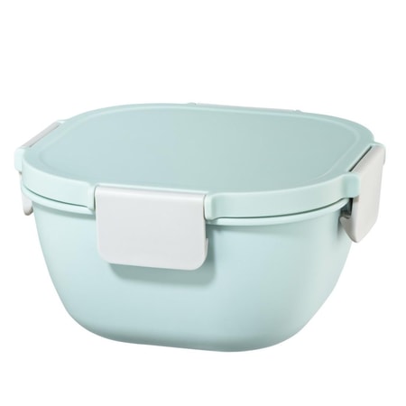 Lunchbox groß, für Mikrowelle, mit Besteck, 1700 ml, Pastellblau/Grau 00181585