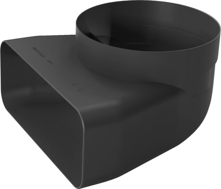 HEZ9VDSI1 Adapterrohrstück, Ø 150 mm, 90 °, rund-flach