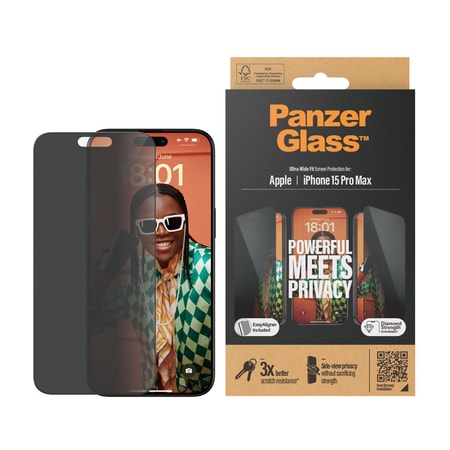 Privacy Screen Protector iPhone 15 Pro Max | Ultra-Wide Fit w. EasyAligner