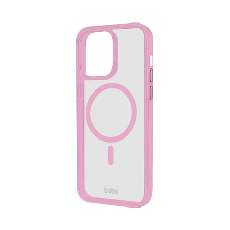 Case für iPhone 15 Pro Max mit farbigen Rändern, kompatibel mit MagSafe Aufladung, Rosa
