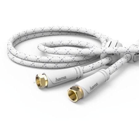 SAT-Anschlusskabel, vergoldet, weiß, 3,0 m, 120 dB (00179219) Koaxialkabel mit F-Stecker