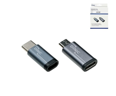 2x USB Adapter, USB-C Stecker auf Micro-USB Buchse + USB-C Buchse auf Micro-USB Stecker, Grau