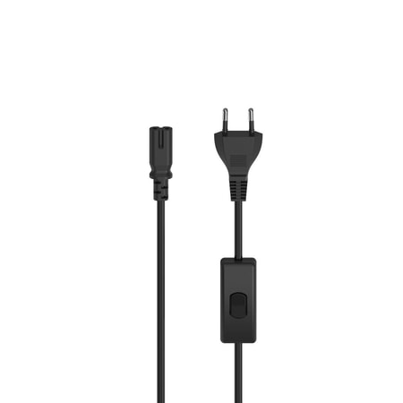 Netzkabel mit Eurostecker, Schalter, 2-Pin-Stecker, Doppelnut, 2 m, Schwarz