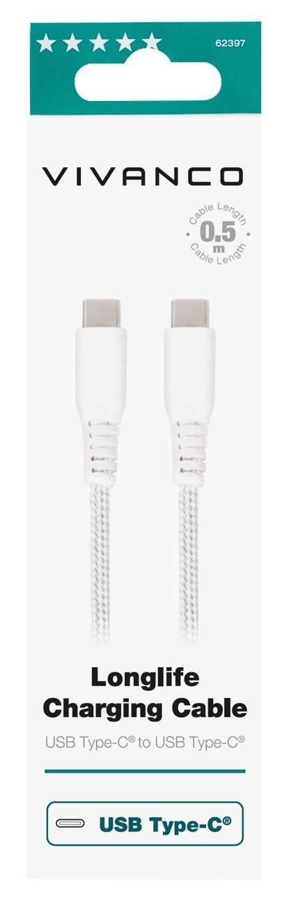 LongLife Charging Cable, USB Type-C™ Daten- u. Ladekabel, 0,5m