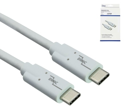 USB-C 3.2 Kabel, Weiß, 0,5 m, unterstützt 100W (20V/5A) Aufladung