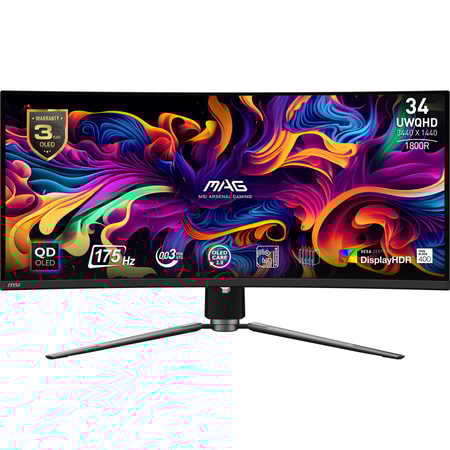 Gaming-Monitor MAG 341CQPDE, Schwarz, 34 Zoll, UWQHD, Curved, OLED, 175 Hz, 0,03 ms