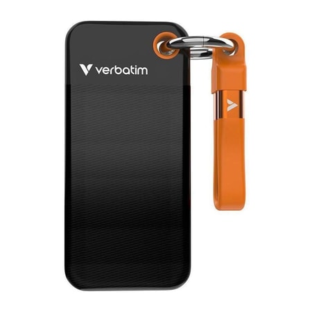 Pocket SSD 2 TB, Schlüsselanhänger mit Kabelbefestigung, Schwarz/Orange