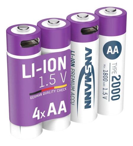 Li-Ion Akkus Mignon AA Typ 2000 (min. 1800 mAh) 4er Karton