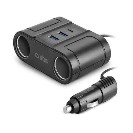 100-W-Auto-Splitter Autoladegerät, schnelles Aufladen von bis zu 5 Geräten, USB-C, USB-A, Schwarz