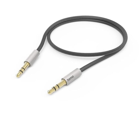 Aux-Kabel “AluLine“ 3,5 mm Klinke – 3,5 mm Klinke, 0,5 m, Silber/Schwarz