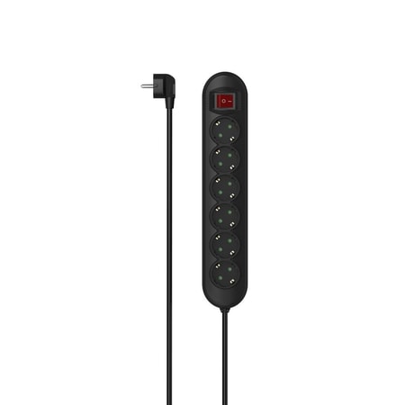 Steckdosenleiste, 6-fach, Schalter, optim. Schalterposition, 1,4 m, Schwarz (00223024)