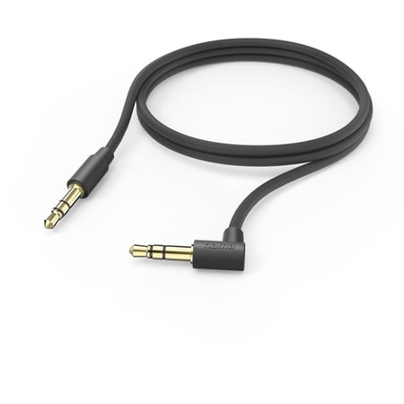 Aux-Kabel 3,5 mm Klinke – 3,5 mm Klinke, 90° Winkelstecker, 1,0 m, Schwarz (00201528)