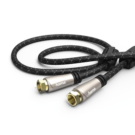 SAT-Anschlusskabel, vergoldet, schwarz, 1,5 m, 120 dB (00179215) Koaxialkabel mit F-Stecker
