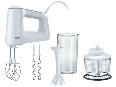 Handmixer MultiMix 3 HM 3135 WH Handmixer inkl. Mixstab, Mixbecher und Zerkleinerer