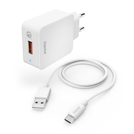 Schnellladegerät mit Ladekabel USB-C, Qualcomm®, 19,5 W, 1,5 m, Weiß