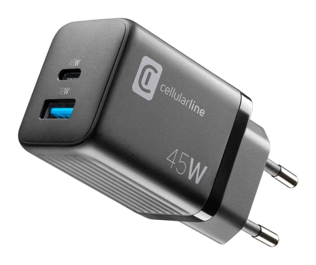 USB Charger Multipower Micro 45W GaN 2 Ports PD Black (60001) Ladegerät (USB-A + USB-C)