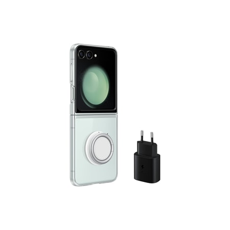 EF-XF73K Starter Pack Galaxy Z Flip5 Back Cover, Transparent + TA800N USB-C Ladegerät Ladeset