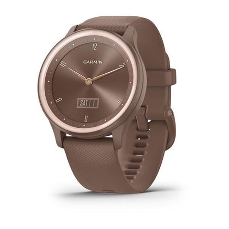 vívomove Sport, mokkafarbenes Gehäuse und Silikonarmband mit perlgoldenen Akzenten