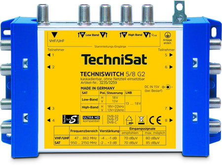 TECHNISWITCH 5/8 G2 DC-NT (Grundeinheit mit NT), blau/gelb