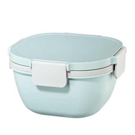 Salatbox To Go, Dressingbehälter, Topper 3 Fächer, Besteck, 1,4l, Pastellblau 00181584