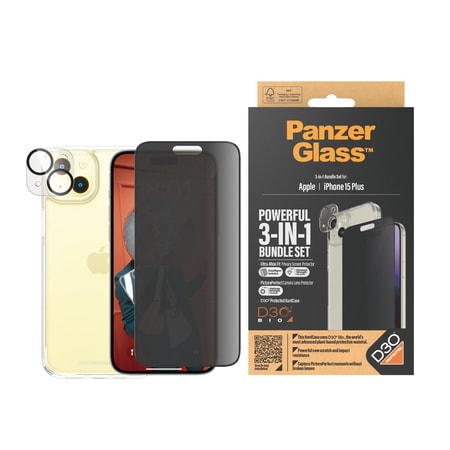 3 in 1 Privacy Set iPhone 15 Plus Handyhülle