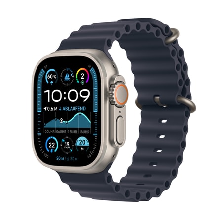 Watch Ultra 2 GPS + Cellular, 49 mm Natur Titan­gehäuse, mit Marine Ocean Band
