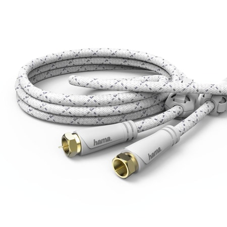 SAT-Anschlusskabel, vergoldet, weiß, 5,0 m, 120 dB (00179220) Koaxialkabel mit F-Stecker