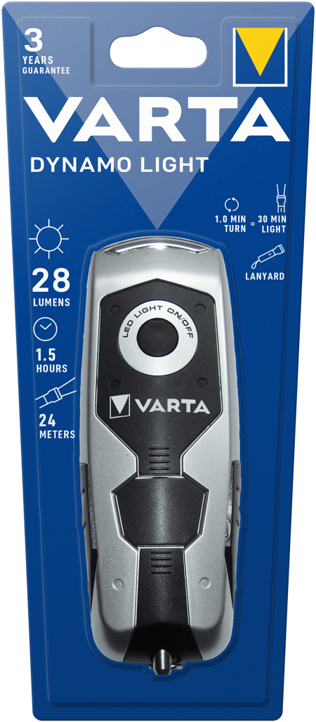 Taschenlampe Dynamo Light LED Schwarz, Grau Hand-Blinklicht