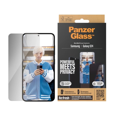 ScreenPro Schutzglas mit Sichtschutz für Samsung Galaxy S24, Ultra-Wide Fit