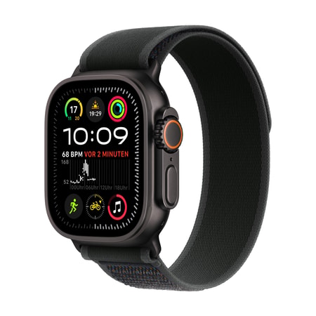 Watch Ultra 2 GPS + Cellular, 49 mm Schwarz Titan­gehäuse, mit Trail Loop Schwarz - Medium/Large